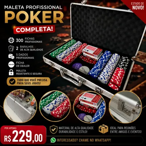 MALETA PROFISSIONAL DE POKER - KIT COMPLETO