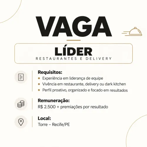 Vaga: Líder de Operações - Restaurantes Delivery