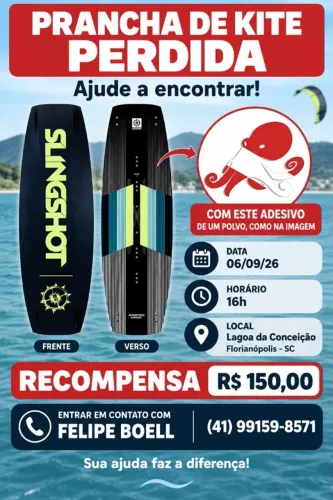 Recompensa Prancha Kitesurf Perdida Lagoa da Conceição Florianópolis