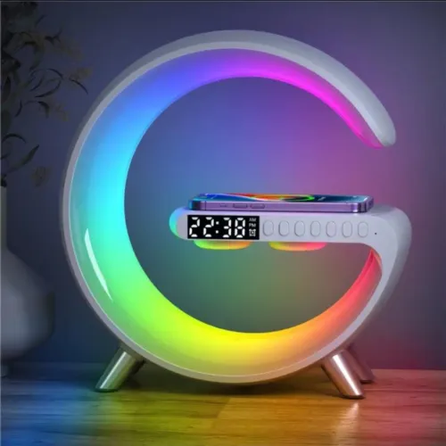 Caixinha de Som G-Speaker Luminaria Bluetooth LED Rgb Carregador Sem Fio