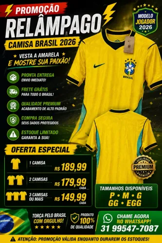 Camisa Brasil Jogador Amarela 2026