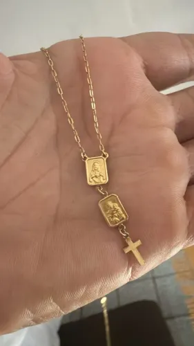 Corrente escapulário de ouro 18k feminino 2,25 gramas
