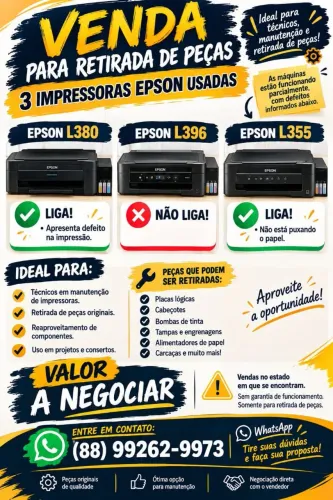 Impressoras para RETIRADA DE PEÇAS
