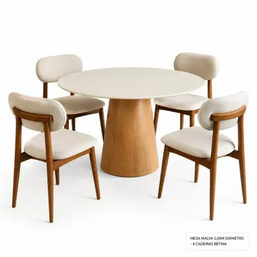 Mesa de Jantar redonda 1,20cm com 4 cqadeiras