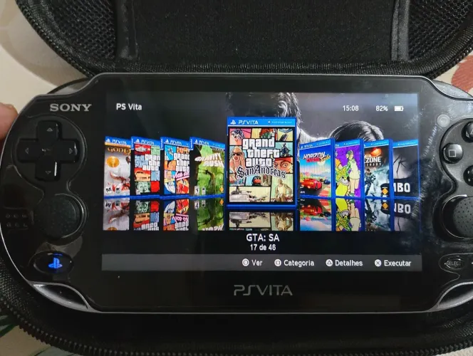 PS VITA OLED desbloqueado 128gb case película grip de mão TROCO por Outros Consoles