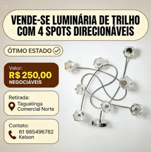 Vendo Lustre de teto moderno com design geométrico entrelaçado.