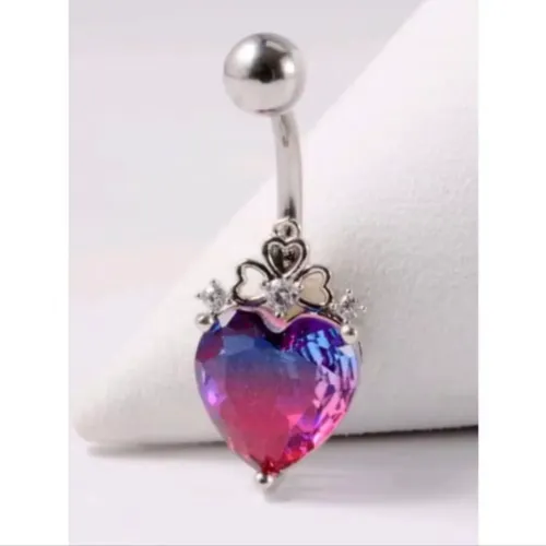 Piercing de Umbigo Coração Multicolorido - Novo