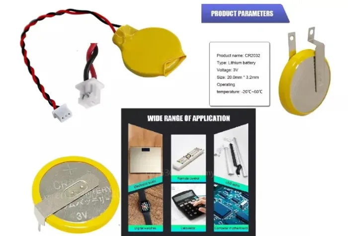 Bateria 2032 com cabo 2 pinos Notebook