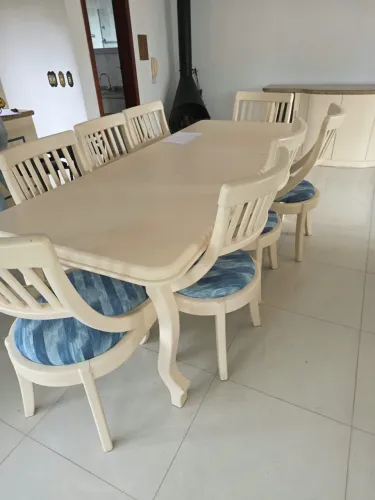 Conjunto de Jantar Clássico Premium - Mesa Grande + 8 Cadeiras Estofadas
