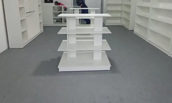Gôndola Central Expositora Branca MDF - Nova, Montada