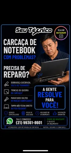 Conserto de Carcaça de Notebook - Dobradiça e Plástico
