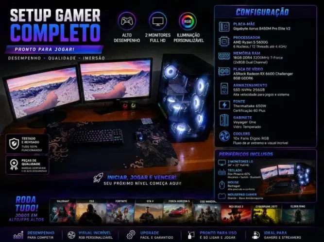 Computador gamer completo.