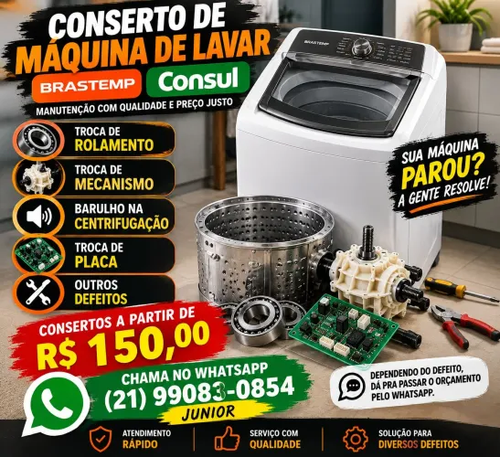 Conserto de Máquina de Lavar Brastemp e Consul a partir de R$ 150