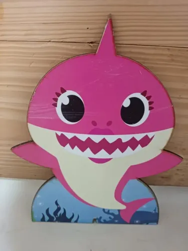 Display MDF Baby Shark Rosa - Decorativo para Vitrine e Festa Infantil