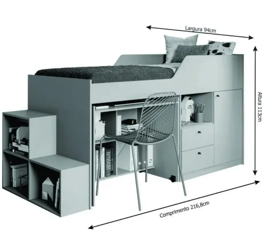 Cama multifuncional para colchão de solteiro