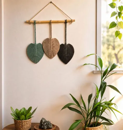 Painel Folhas em Macramé Promoção 60,00
