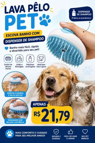 Lava pêlo pet cachorro gato | Dispenser shampoo| R$ 21,79