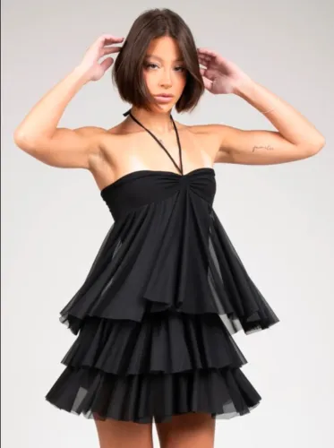 Vestido preto - pérola P - PANGEIA