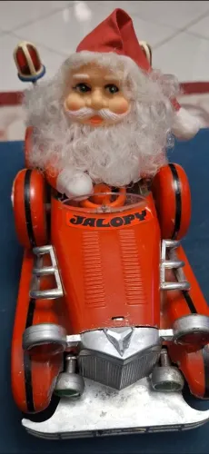 Carro do papai noel retro em alumínio funcionando