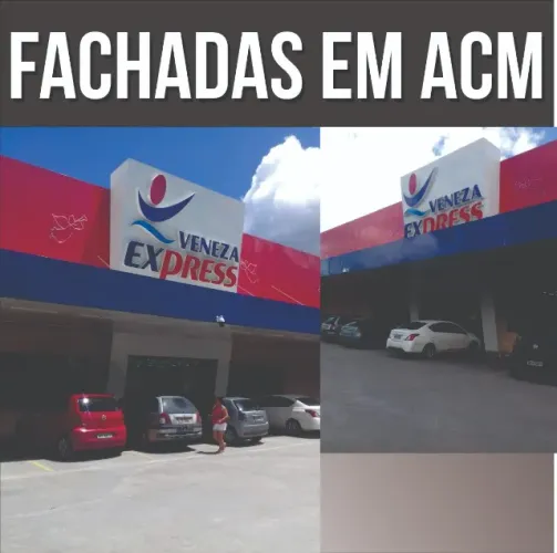Fachadas de acm e letras alto relevo