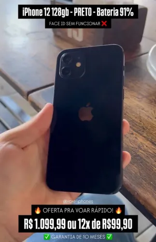 iPhone 12 128gb - PRETO - Bateria 91%