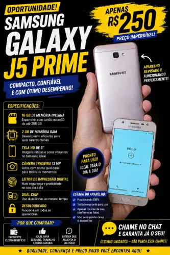 Samsung Galaxy J5 Prime 16GB Dual Chip Desbloqueado - Funcionando 100% - R$ 250