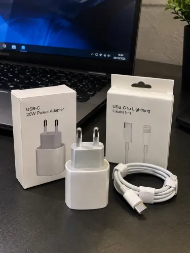 Carregador USB-C 20W + Cabo USB-C para Lightning 1m para iPhone