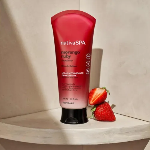 Hidratante morango Ruby 200ml nativa spa O?Boticário 