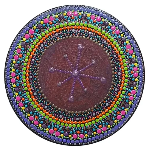 Quadro mandala decorativo em MDF redondo 