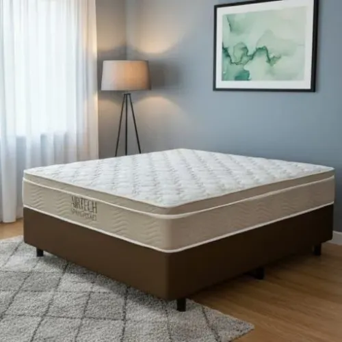 *Colchão Casal Airtech Springpocket +Base Simples Pronta Entrega