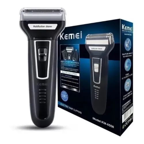 Máquina de Cortar Cabelo Sem Fio Kemei 3 em 1 Aparador Barba Pelo Nariz Elétrico Bivolt Re