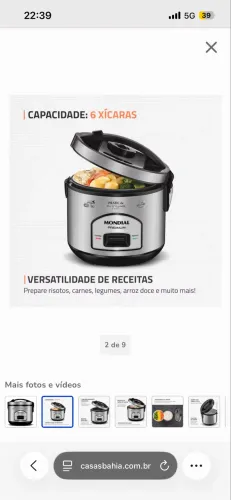 Panela Elétrica Arroz Mondial PE-42 Pratic Rice 10 Xícaras - INOX