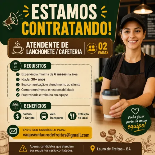 Vagas Atendente restaurante / cafeteria