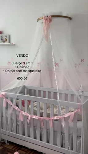 BERÇO + COLCHÃO + DORSEL