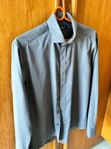 Oportunidade! Camisa Social Premium Vivacci Fibra de Bambu (Cinza)