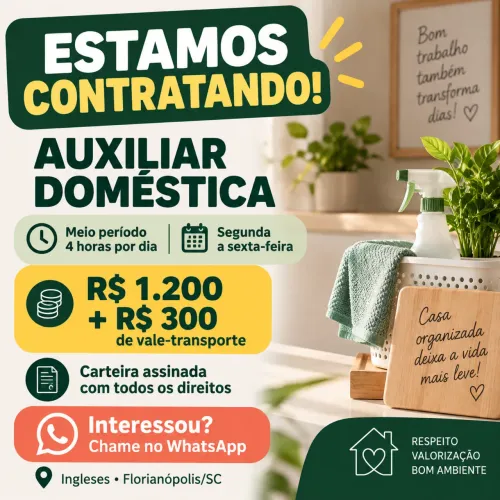 Auxiliar Doméstica - Meio Período (4h/dia)