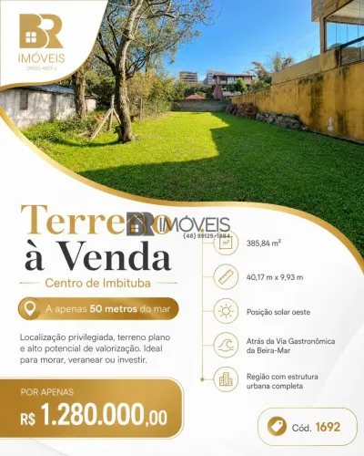 TERRENO À VENDA NO CENTRO DE IMBITUBA