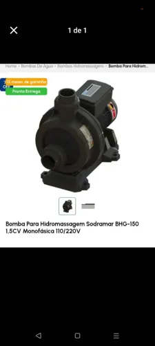 Bomba para hidromassagem sodromar 1,5cv monofásica 