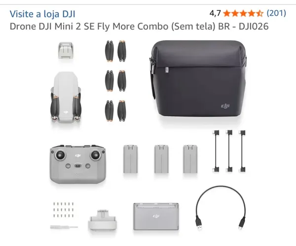 Drone DJI Mini 2 SE Fly More Combo (Controle sem tela) - DJI026