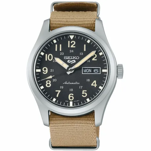 Relógio Seiko 5 Sports Gray Nato Militar Automático Bege SRPG35K1