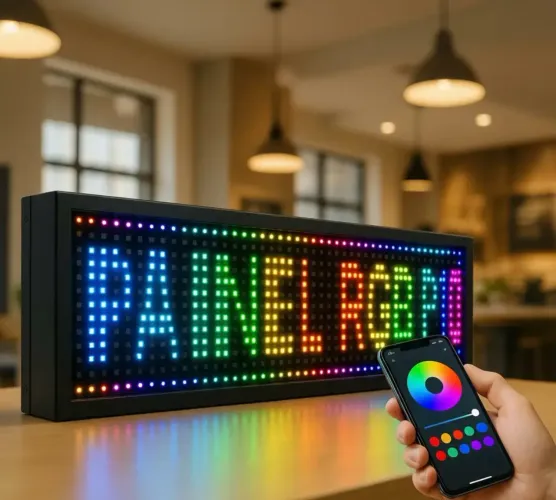 Painel Letreiro Led RGB Wi-fi Programável Totem 70x20