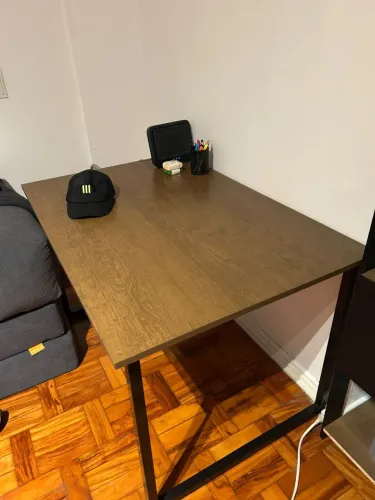 Mesa Retangular Estilo Industrial KLM Imbuia e Preto - Bom Estado