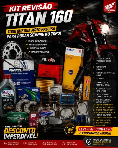 Kit pro revisao titan 160 fan 2018 a 2024