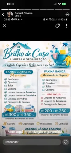 Faço faxina e limpeza geral se precisa tbm faço comida 