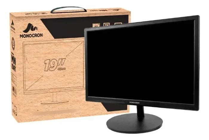 Monitor Preto Monocron 19 75hz Tela Hd+ Para Escritório Pc
