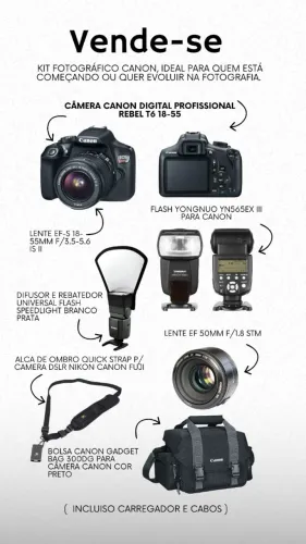 KIT CANON T6 + LENTE 50MM + FLASH YONGNUO / COMPLETO 