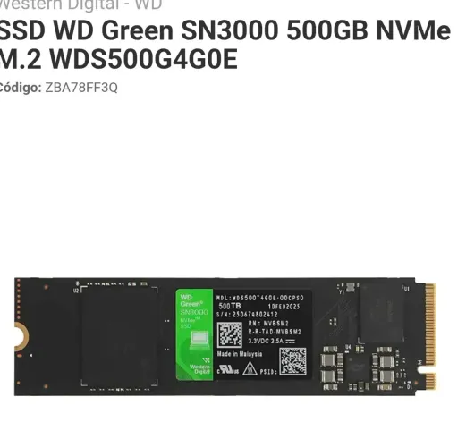 SSD m.2 Nvme Western Digital (WD) 500 giga em perfeito estado