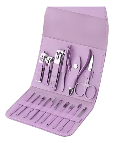 Conjunto Manicure Pedicure Completo Em Aço Inox - 16 Peças