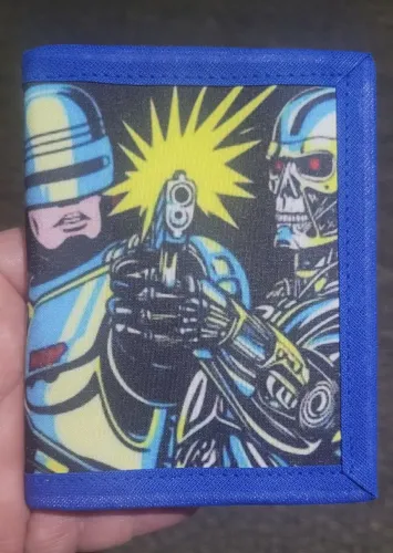 Carteira com velcro games antigos retrô Robocop estilo anos 80 e 90