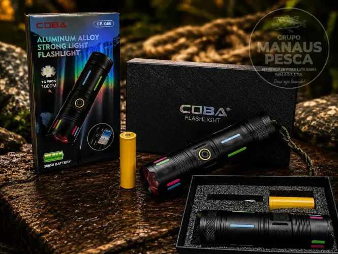 Lanterna Tática Recarregável COBA CB-G66 - R$ 115,00
